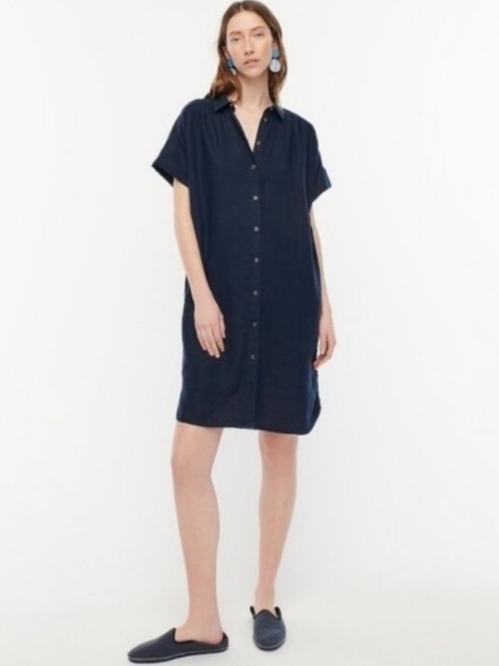 J. Crew‎ Relaxed-Fit Short-Sleeve Baird McNutt Irish Linen Shirtdress Size XS